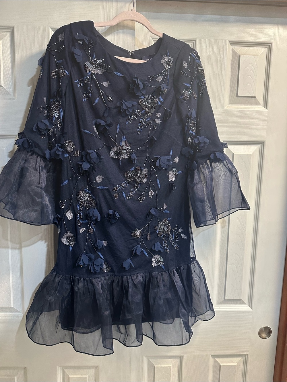 Marchesa Navy Floral Appliqué Party Dress for Girls